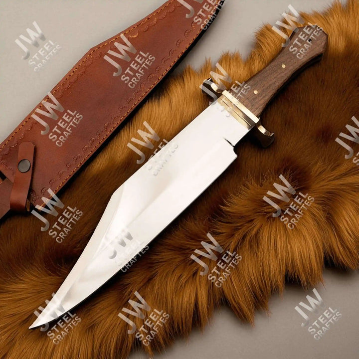 Clip Point High Carbon Steel Bowie Knife, Hand Forged, Rosewood Handle handmade Clip Point Bowie Knives