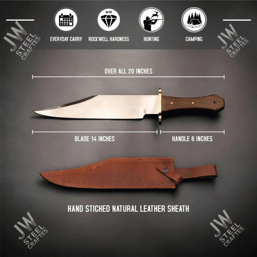 Clip Point High Carbon Steel Bowie Knife, Hand Forged, Rosewood Handle handmade Clip Point Bowie Knives