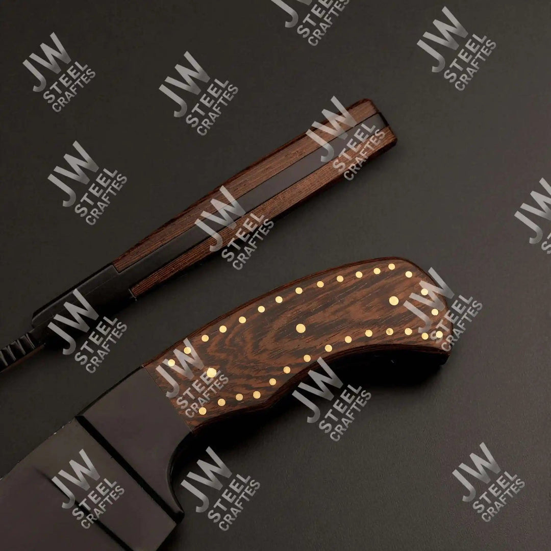 Hand Forged High Carbon Steel Persian - Style Bowie Knife, Upswept Trailing Point Blade, Pakka Wood Handle, JW SteelCrafts handmade Custom Bowie Knives by JW SteelCrafts