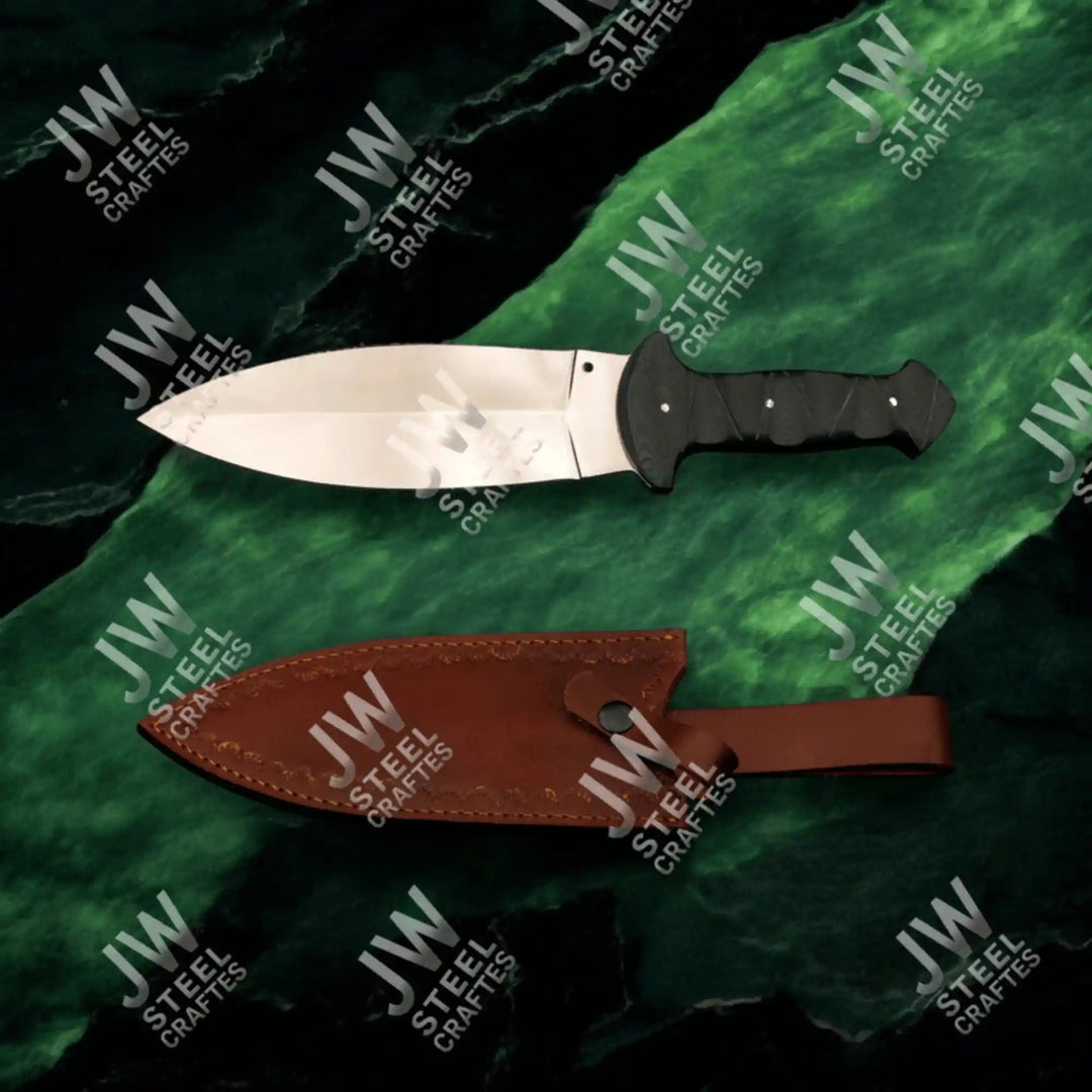 Hand - Forged J2 Stainless Steel Outdoor Utility Knife – Micarta Handle, Leather Sheath handmade Boot Knife by JW SteelCrafts