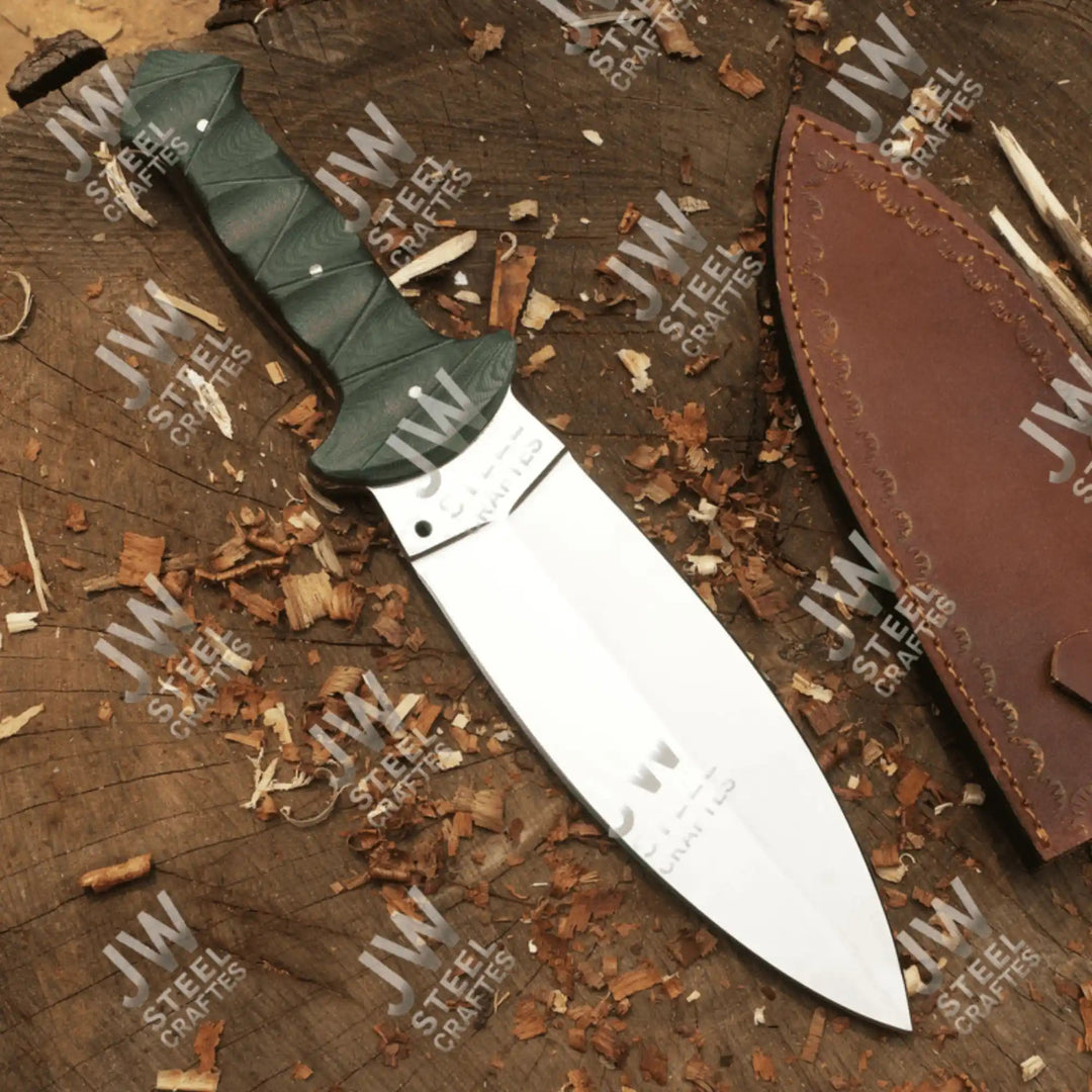 Hand - Forged J2 Stainless Steel Outdoor Utility Knife – Micarta Handle, Leather Sheath handmade Boot Knife by JW SteelCrafts