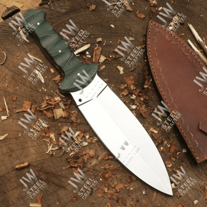 Hand - Forged J2 Stainless Steel Outdoor Utility Knife – Micarta Handle, Leather Sheath handmade Boot Knife by JW SteelCrafts