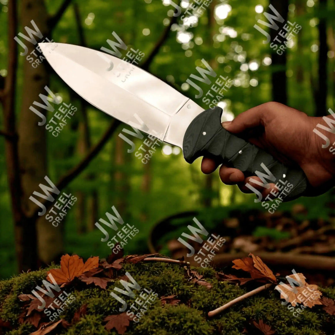 Hand - Forged J2 Stainless Steel Outdoor Utility Knife – Micarta Handle, Leather Sheath handmade Boot Knife by JW SteelCrafts