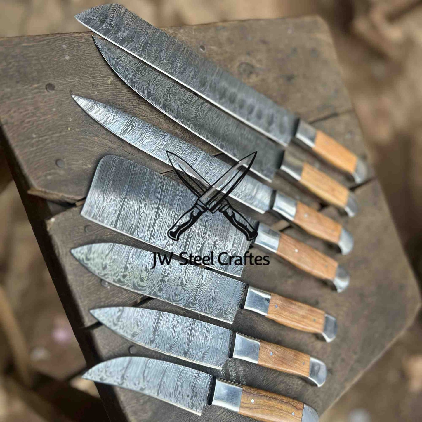 Handmade Damascus Steel Chef Knife Set  5-Piece Kitchen Knives – Full Tang Professional Cooking Knives