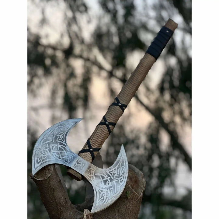 Handcrafted Double - Headed Viking Style Axe – Decorative Collector’s Piece | Two Variations | JW SteelCrafts handmade Handmade Axe by JW SteelCrafts