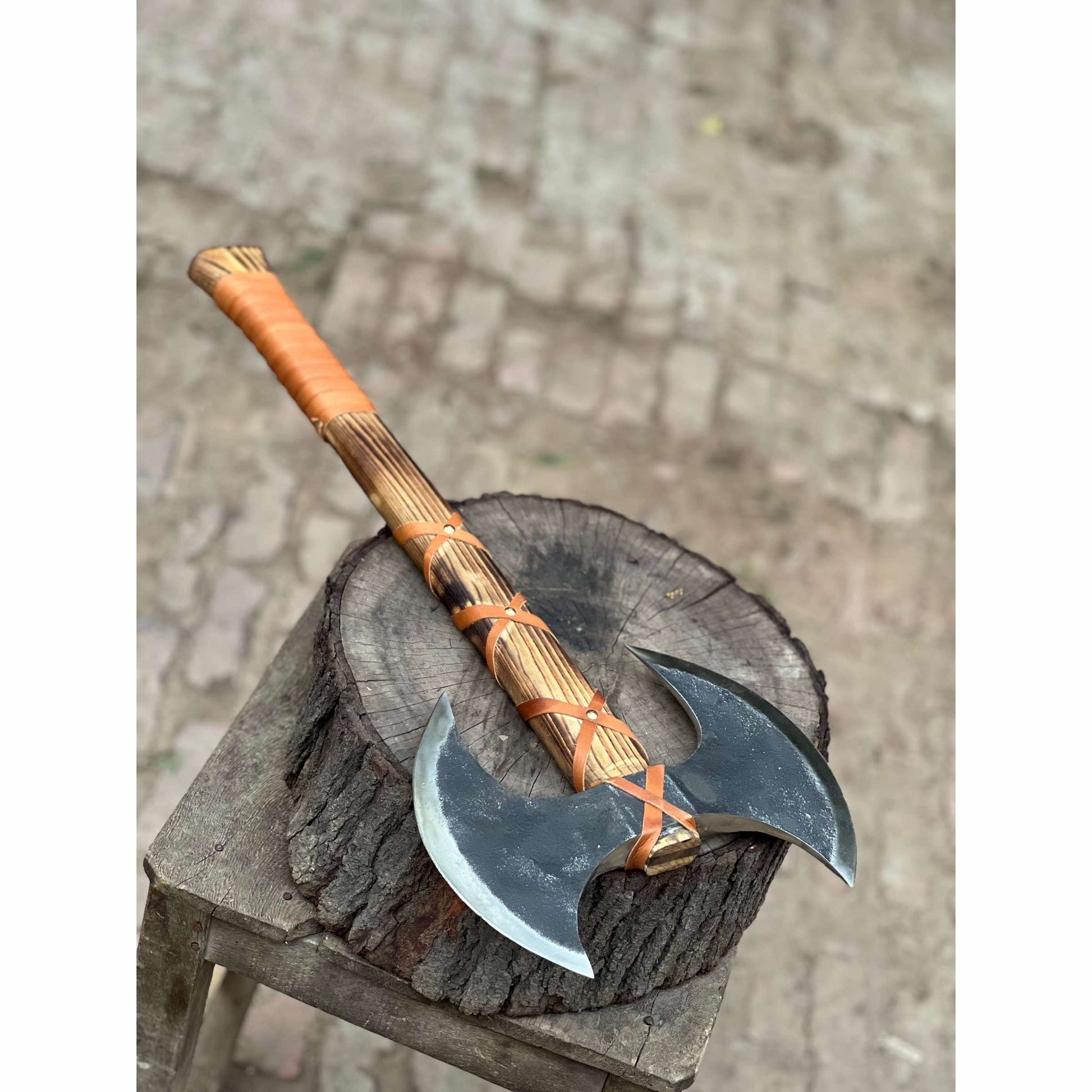 Handcrafted Double - Headed Viking Style Axe – Decorative Collector’s Piece | Two Variations | JW SteelCrafts handmade axe by JW SteelCrafts