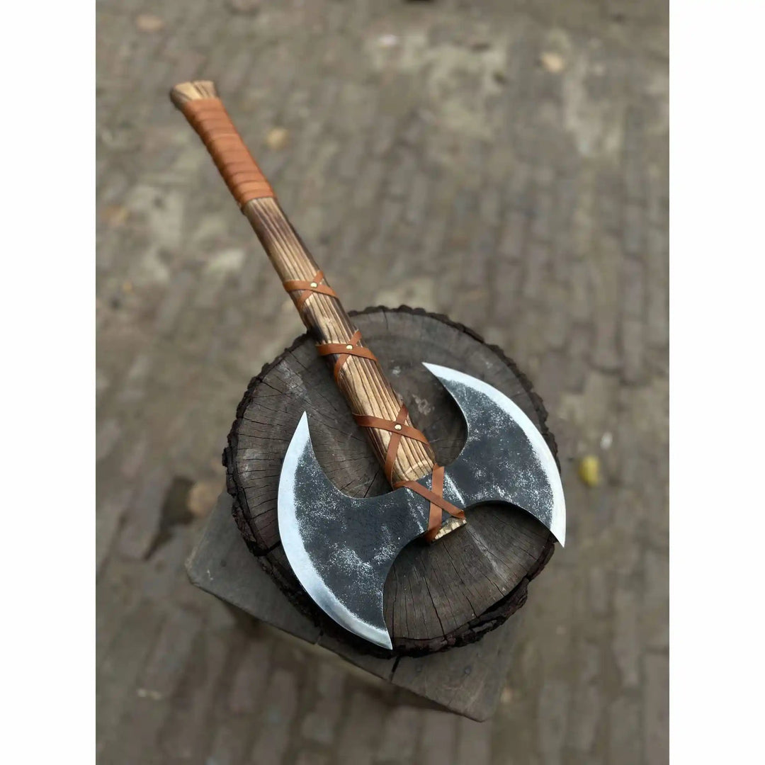 Handcrafted Double - Headed Viking Style Axe – Decorative Collector’s Piece | Two Variations | JW SteelCrafts handmade Handmade Axe by JW SteelCrafts