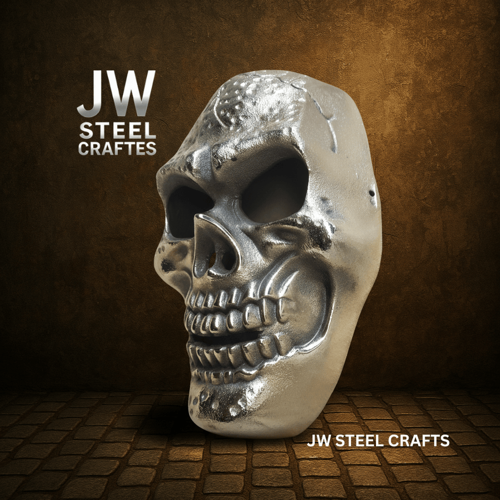 Handcrafted Metallic Skull Mask – Copper, Antique Gold & Chrome Finish Variations handmade Mask by JW SteelCrafts