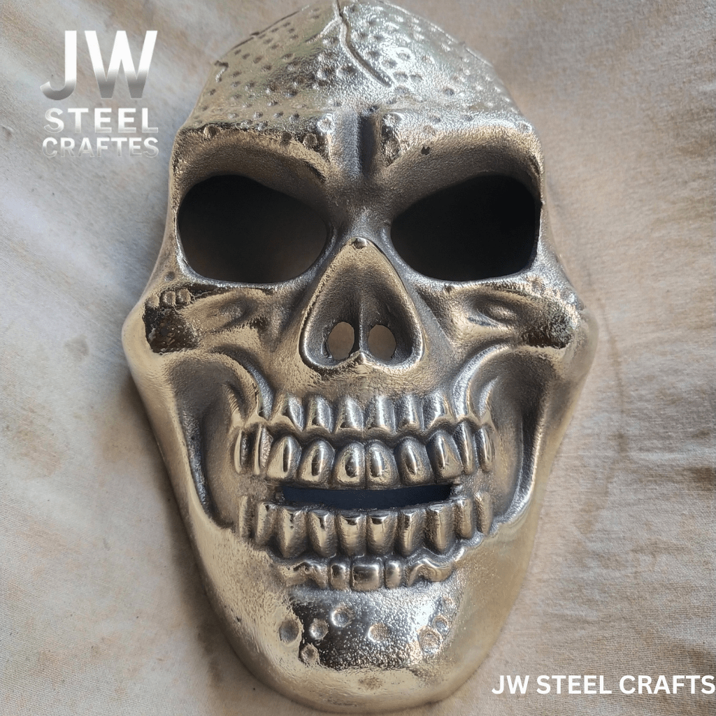 Handcrafted Metallic Skull Mask – Copper, Antique Gold &amp; Chrome Finish Variations handmade Mask by JW SteelCrafts