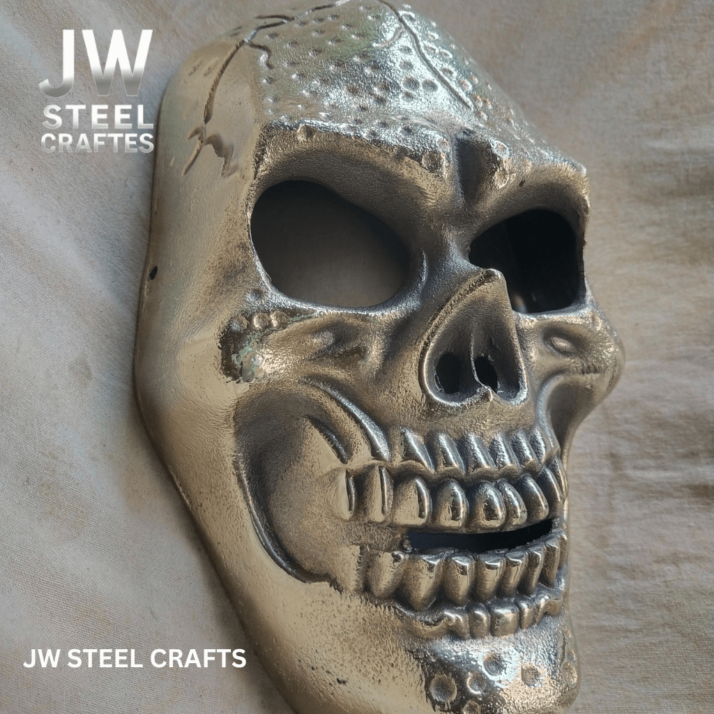 Handcrafted Metallic Skull Mask – Copper, Antique Gold &amp; Chrome Finish Variations handmade Mask by JW SteelCrafts