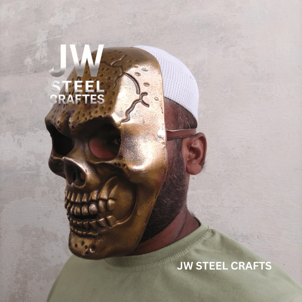 Handcrafted Metallic Skull Mask – Copper, Antique Gold &amp; Chrome Finish Variations handmade Mask by JW SteelCrafts