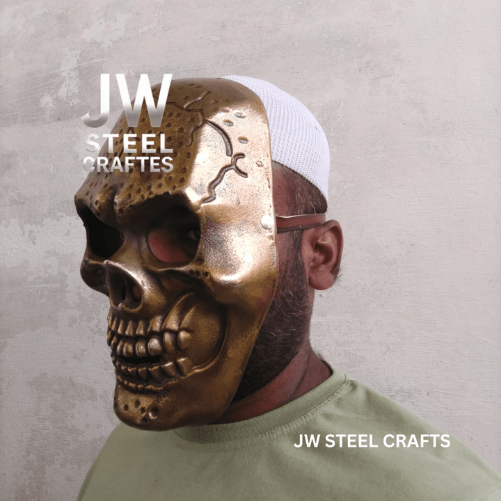 Handcrafted Metallic Skull Mask – Copper, Antique Gold &amp; Chrome Finish Variations handmade Mask by JW SteelCrafts
