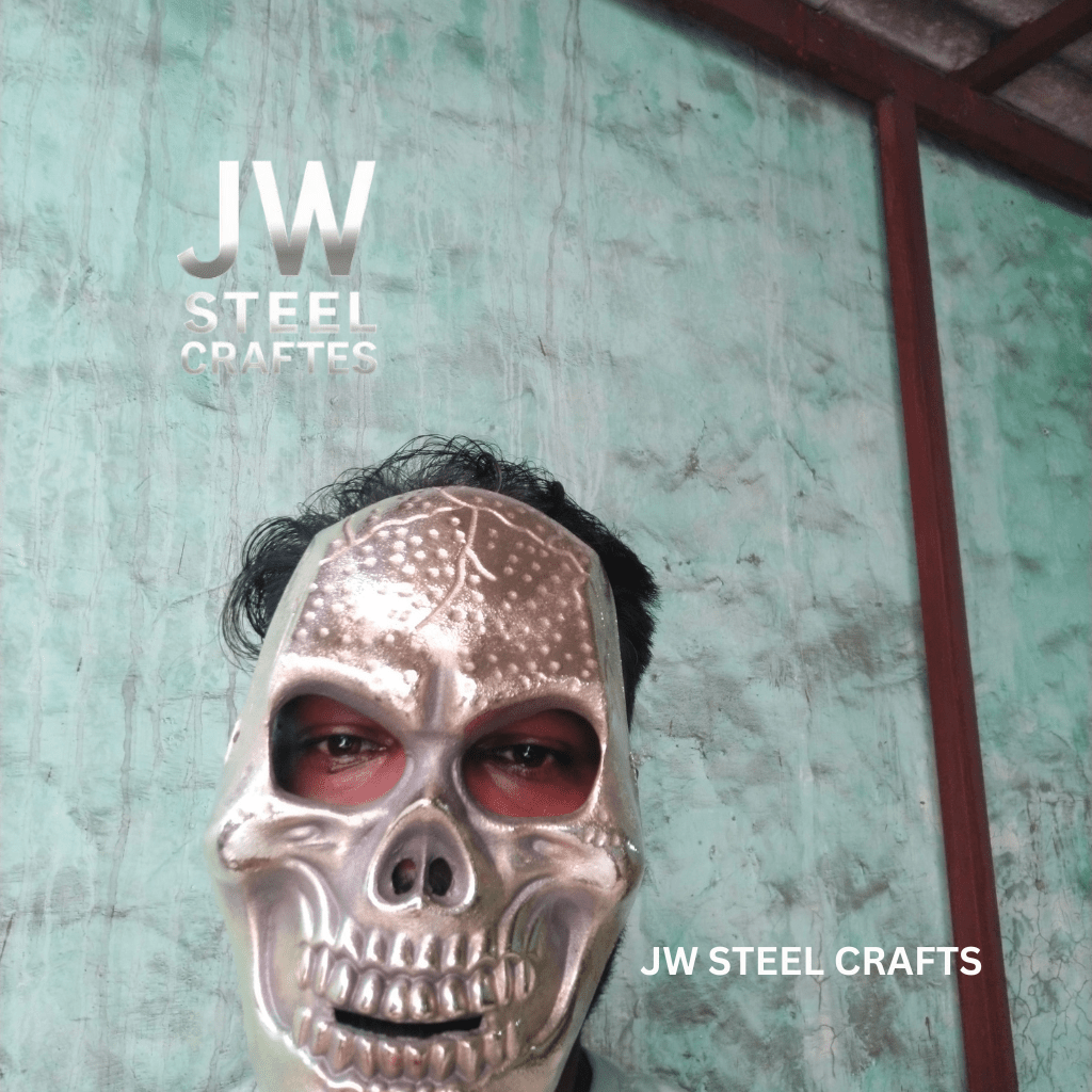 Handcrafted Metallic Skull Mask – Copper, Antique Gold &amp; Chrome Finish Variations handmade Mask by JW SteelCrafts