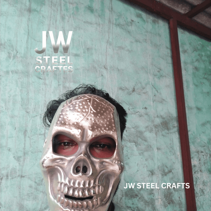 Handcrafted Metallic Skull Mask – Copper, Antique Gold &amp; Chrome Finish Variations handmade Mask by JW SteelCrafts