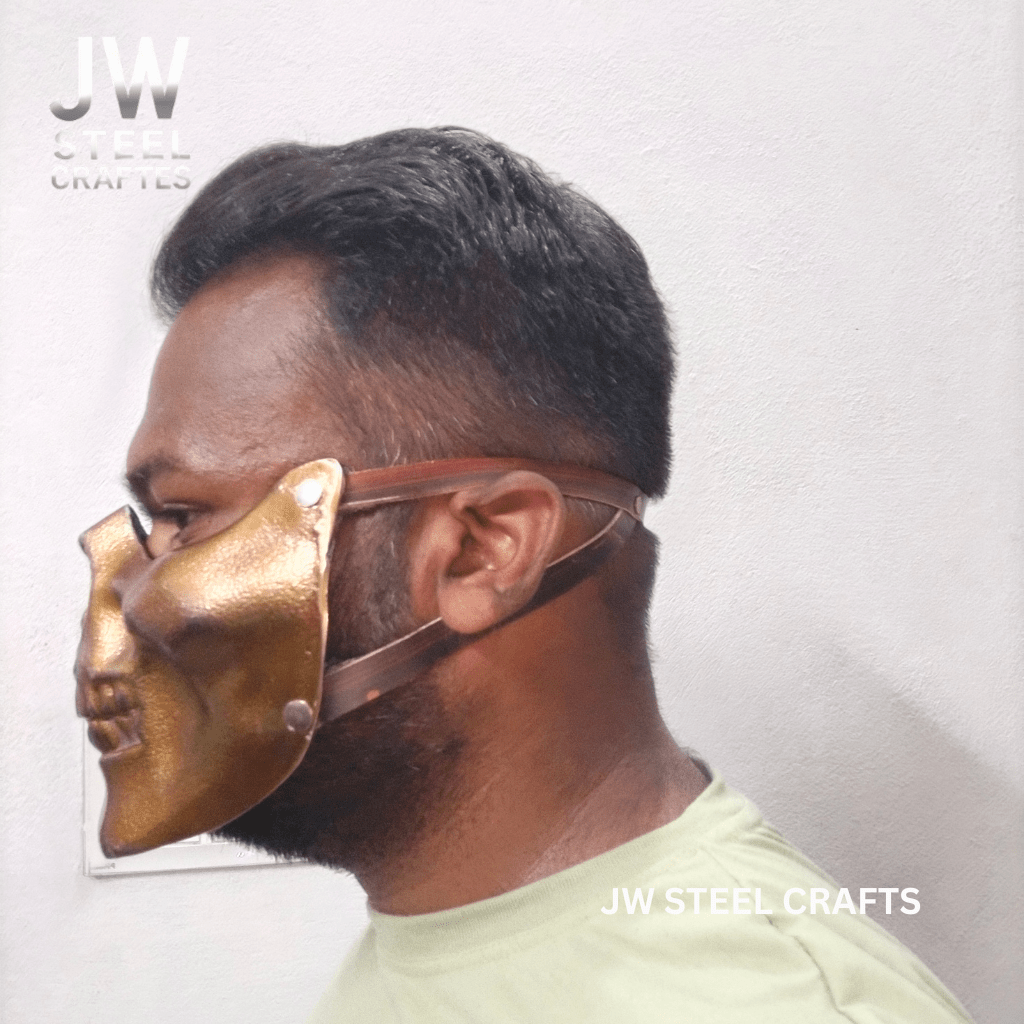Handcrafted Metallic Skull Mask – Copper, Antique Gold &amp; Chrome Finish Variations handmade Mask by JW SteelCrafts