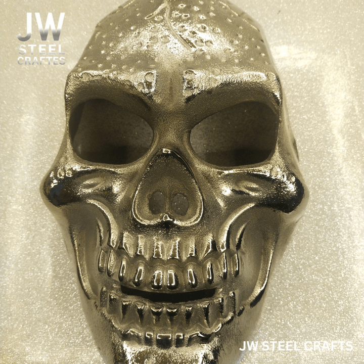 Handcrafted Metallic Skull Mask – Copper, Antique Gold &amp; Chrome Finish Variations handmade Mask by JW SteelCrafts
