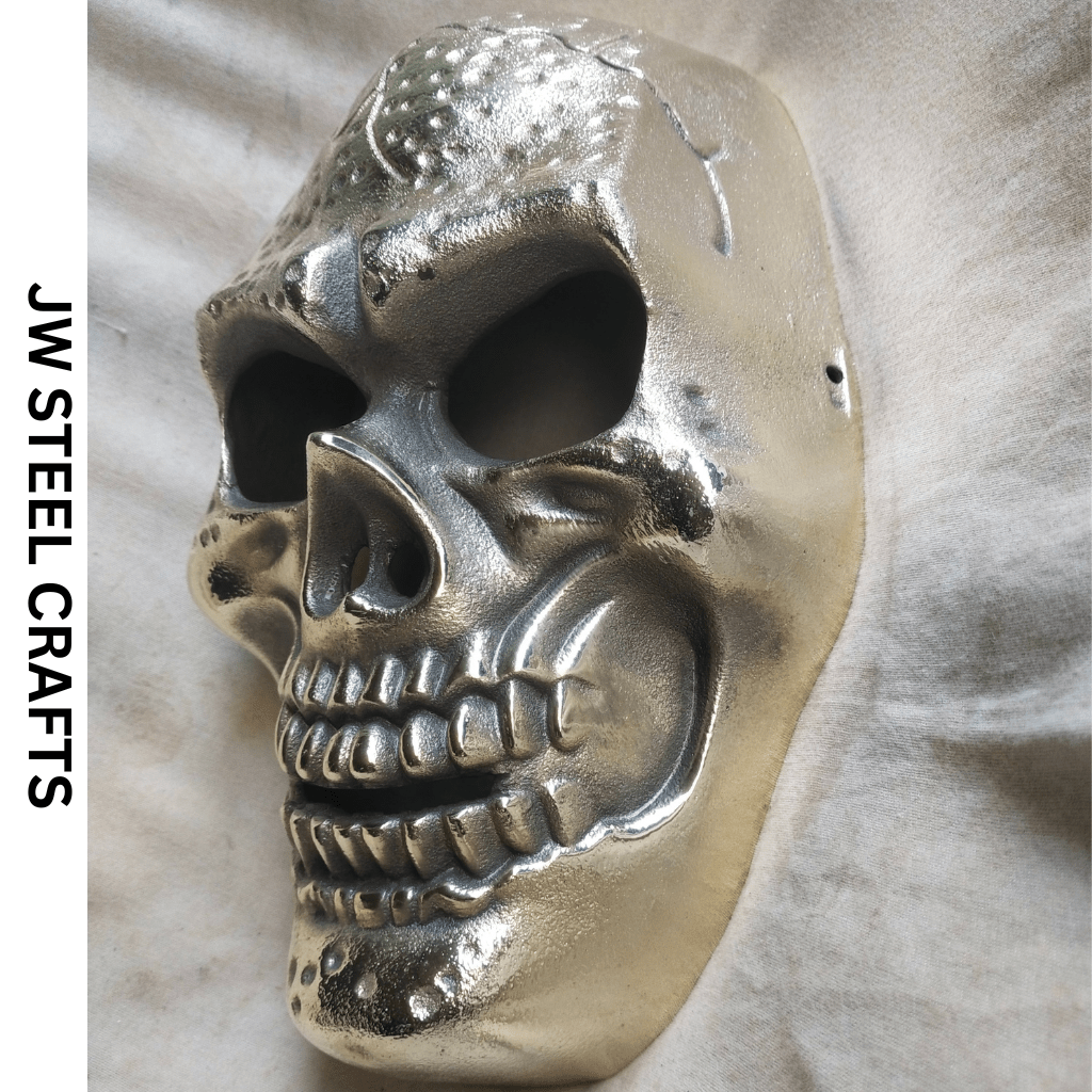 Handcrafted Metallic Skull Mask – Copper, Antique Gold &amp; Chrome Finish Variations handmade Mask by JW SteelCrafts