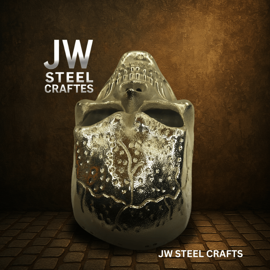 Handcrafted Metallic Skull Mask – Copper, Antique Gold &amp; Chrome Finish Variations handmade Mask by JW SteelCrafts