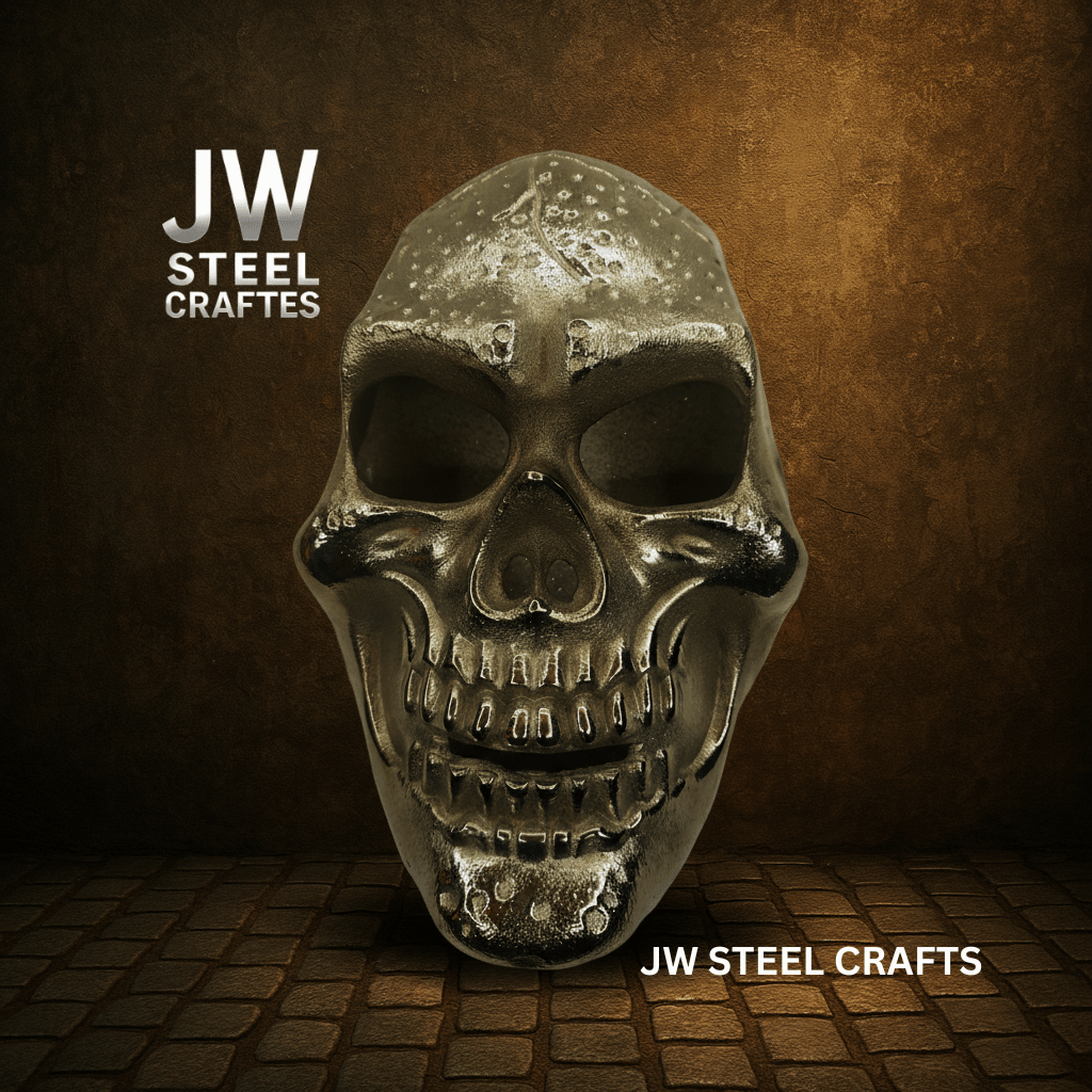 Handcrafted Metallic Skull Mask – Copper, Antique Gold &amp; Chrome Finish Variations handmade Mask by JW SteelCrafts