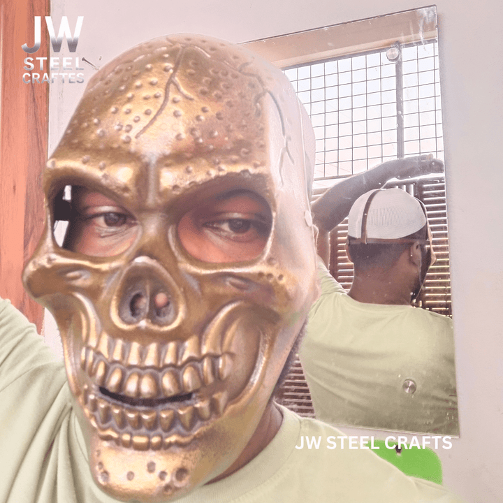 Handcrafted Metallic Skull Mask – Copper, Antique Gold &amp; Chrome Finish Variations handmade Mask by JW SteelCrafts
