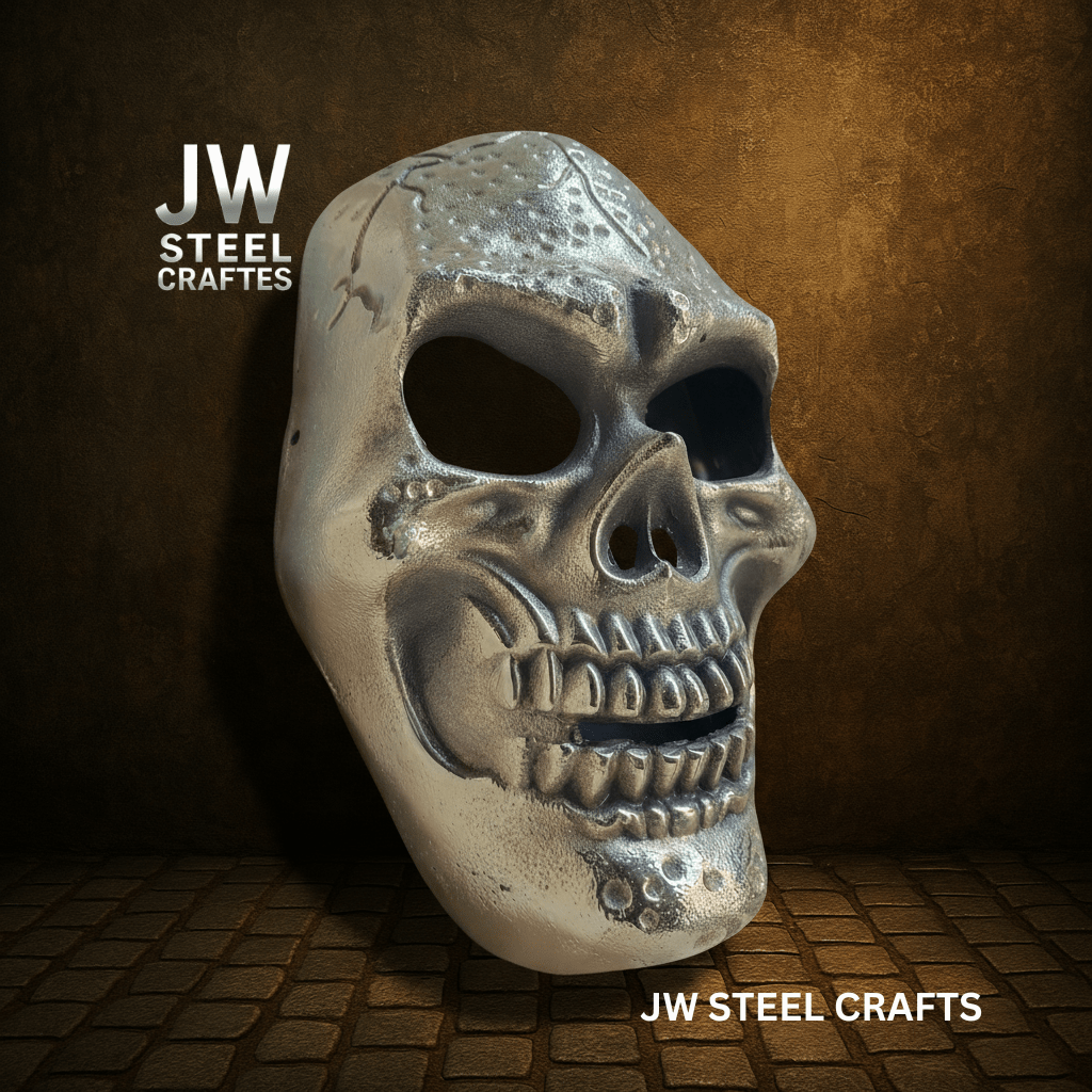 Handcrafted Metallic Skull Mask – Copper, Antique Gold &amp; Chrome Finish Variations handmade Mask by JW SteelCrafts