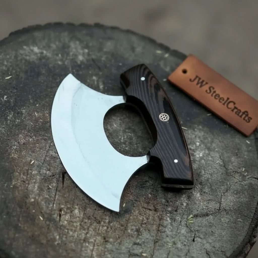 Handcrafted Ulu Chopper Knife – Wenge Wood Handle | Stainless Steel Blade | JW SteelCrafts handmade Pizza Cutter by JW SteelCrafts