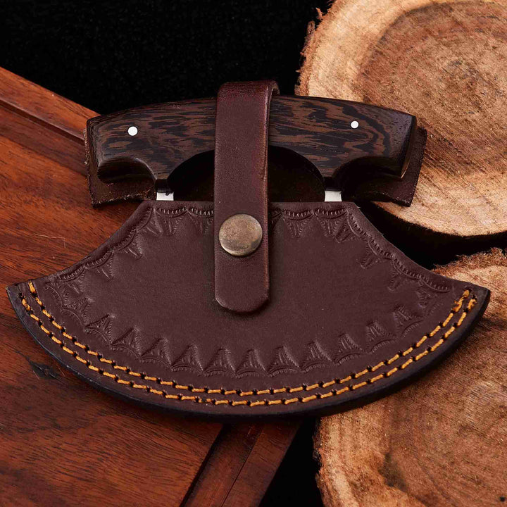 Handcrafted Ulu Chopper Knife – Wenge Wood Handle | Stainless Steel Blade | JW SteelCrafts handmade Pizza Cutter by JW SteelCrafts