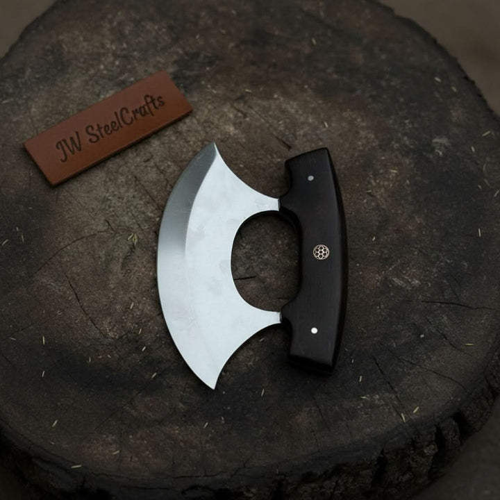 Handcrafted Ulu Chopper Knife – Wenge Wood Handle | Stainless Steel Blade | JW SteelCrafts handmade Pizza Cutter by JW SteelCrafts