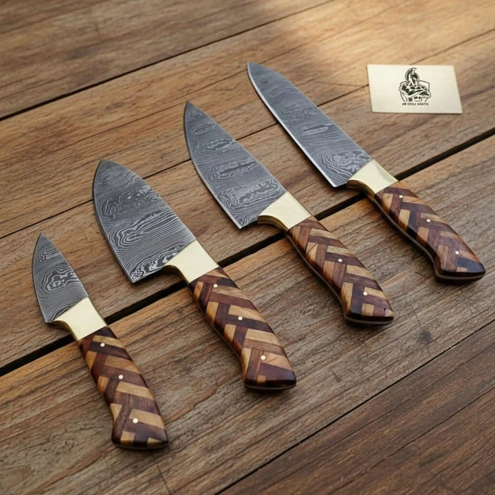 Handmade 3 Piece Chef Knife Set Wood Handle