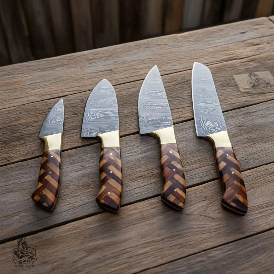 Handmade 3-Piece Chef Knife Set with Wood Handle