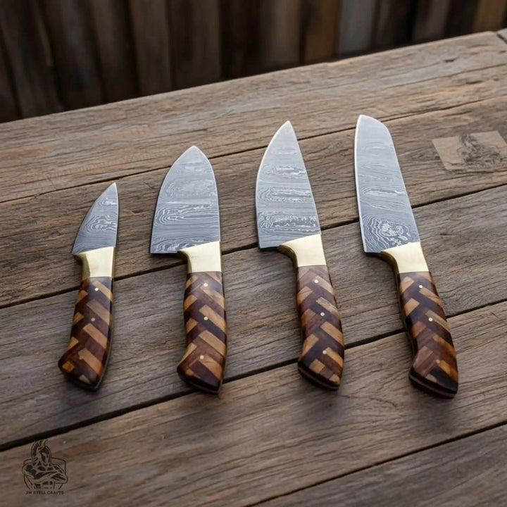 Handmade 3-Piece Chef Knife Set with Wood Handle