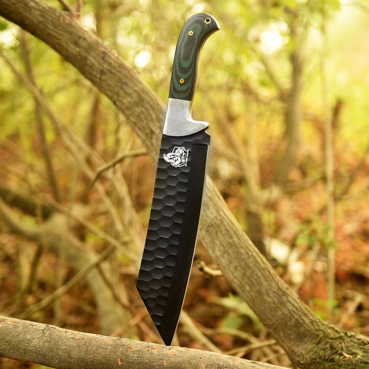 Green Micarta Handle Forged Machete – Full Tang Stainless Steel Outdoor Knife
