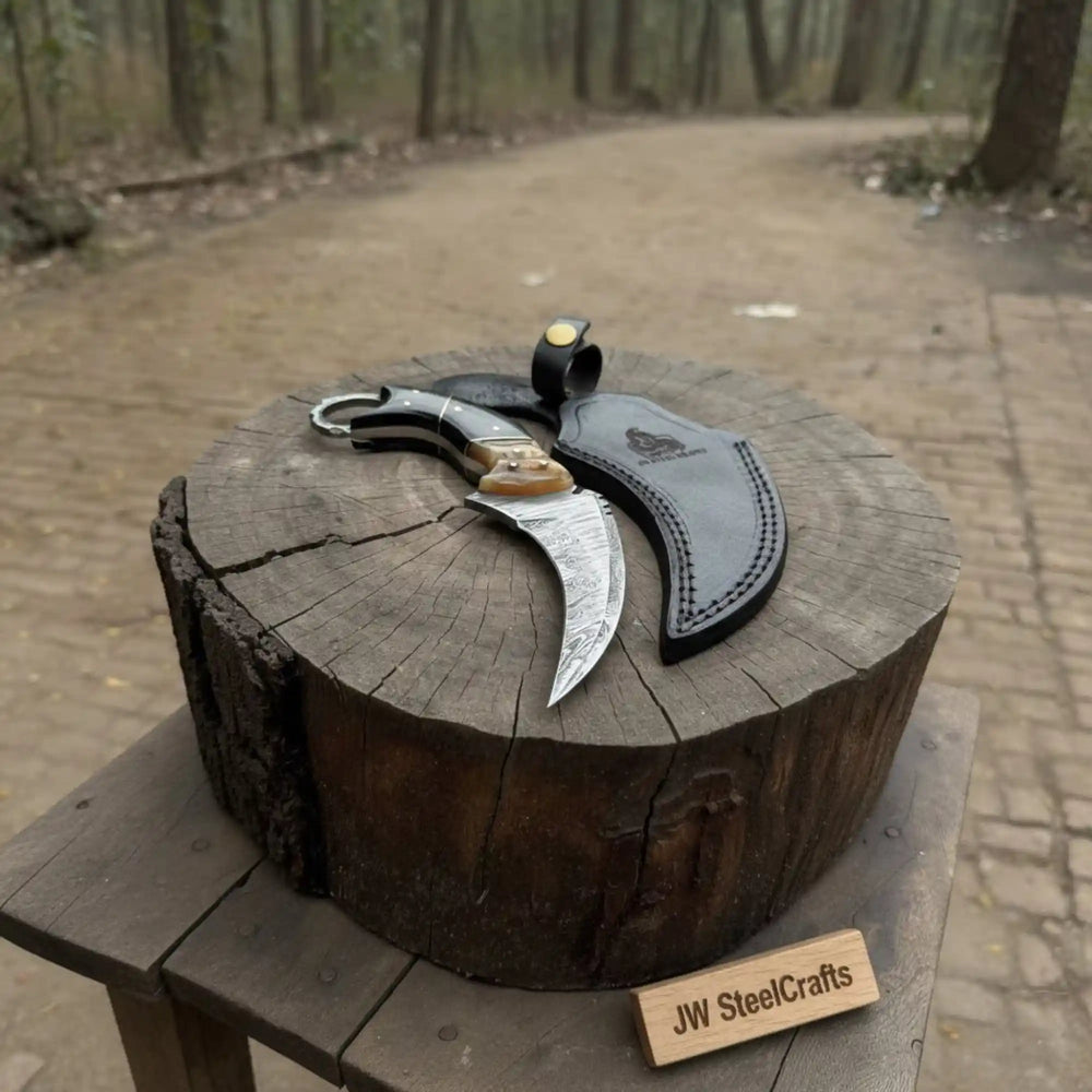 Handmade Custom Damascus Karambit Knife. handmade karambit knife by JW SteelCrafts