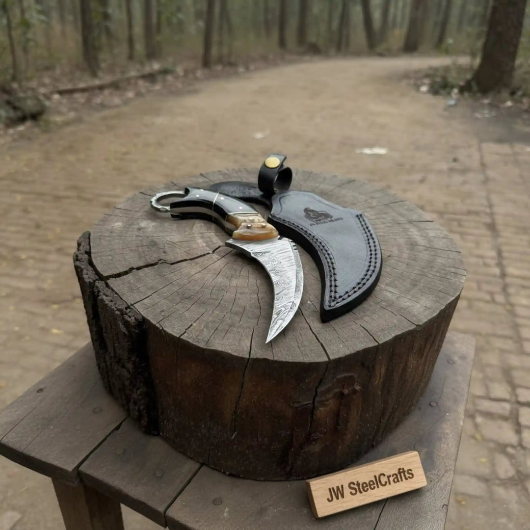 Handmade Custom Damascus Karambit Knife. handmade karambit knife by JW SteelCrafts