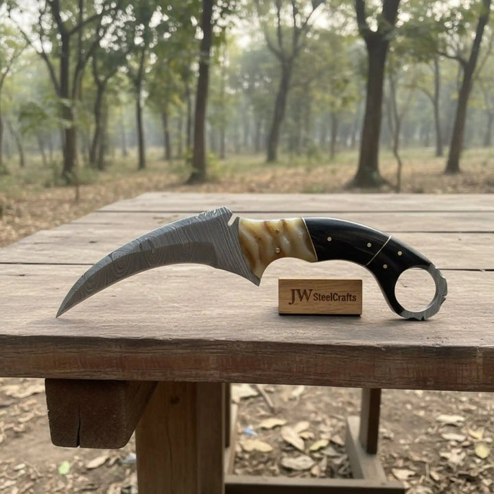 Handmade Custom Damascus Karambit Knife. handmade karambit knife by JW SteelCrafts