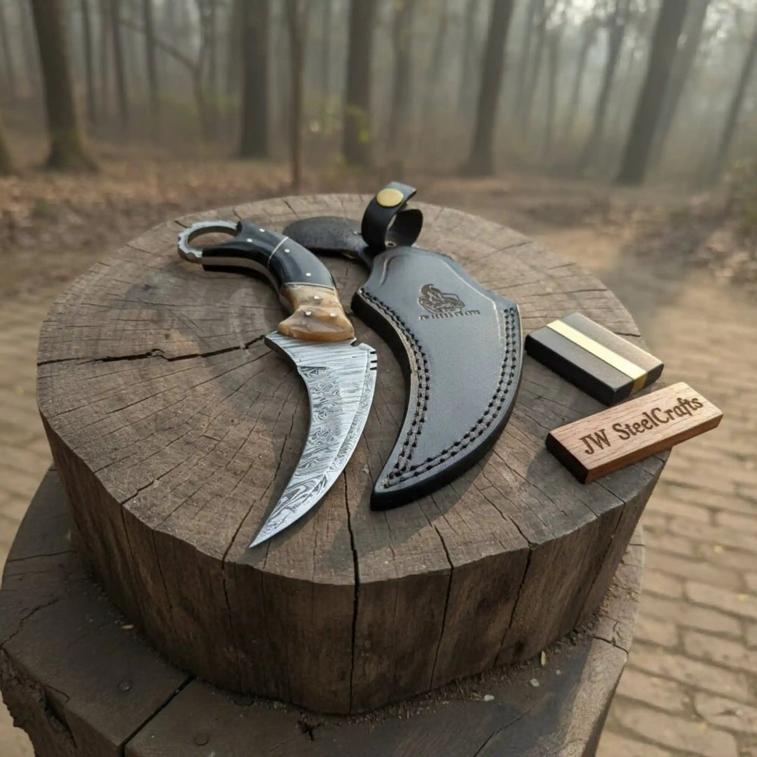 Handmade Custom Damascus Karambit Knife. handmade karambit knife by JW SteelCrafts