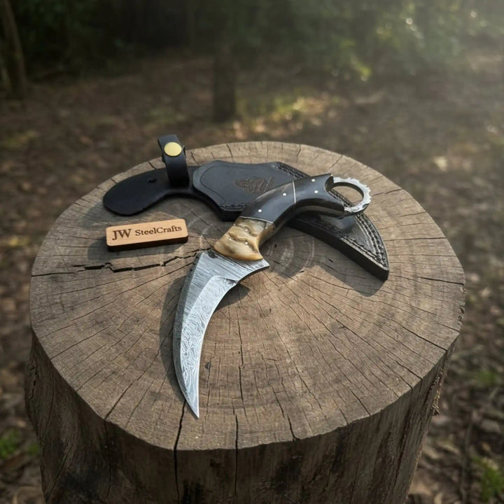 Handmade Custom Damascus Karambit Knife. handmade karambit knife by JW SteelCrafts