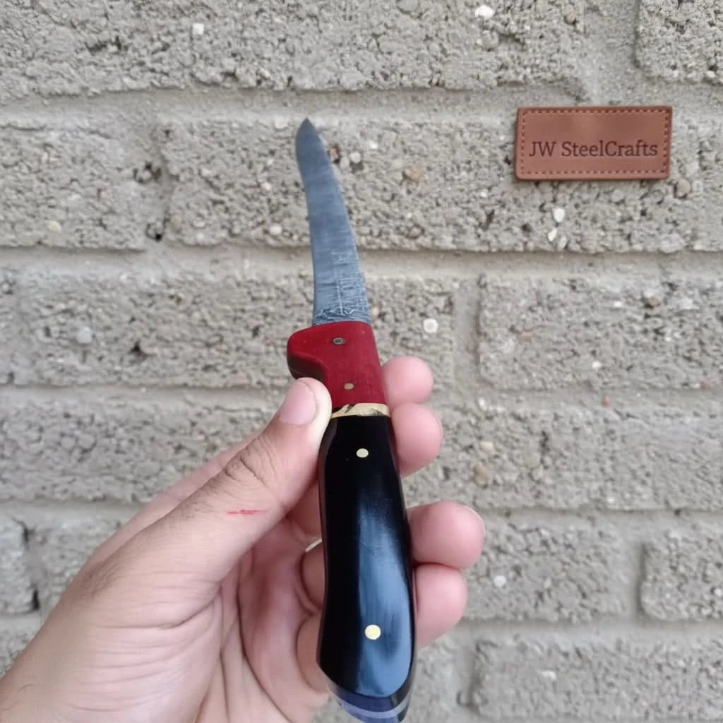 Handmade Damascus Boning Knife, Full Tang Fillet Knife with Black Micarta and Resin Handle, JW SteelCrafts handmade Handmade Boning Knives by JW SteelCrafts