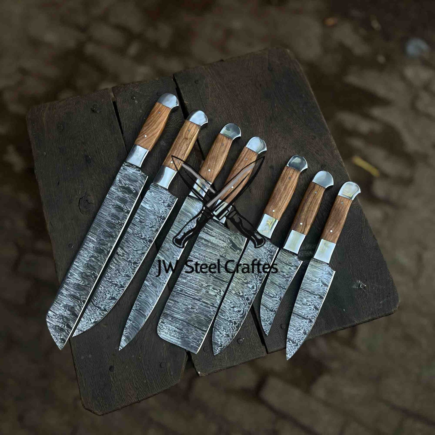 Handmade Damascus Steel Chef Knife Set  5-Piece Kitchen Knives – Full Tang Professional Cooking Knives
