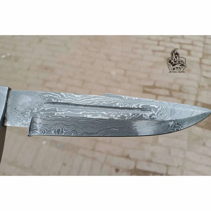 Handmade Damascus Clip Point Bowie Knife, Custom Resin Handle Bowie, Modern Bowie Knife with Leather Sheath, JW SteelCrafts handmade Clip Point Bowie Knives by JW SteelCrafts