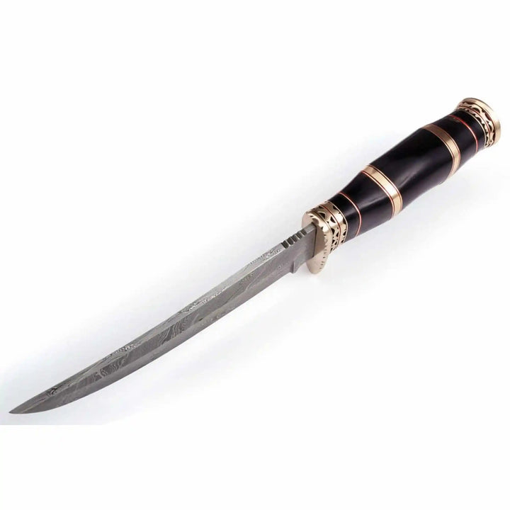 Handmade Damascus Clip Point Bowie Knife, Custom Stacked Wood Handle Fixed Blade handmade Clip Point Bowie Knives by JW SteelCrafts
