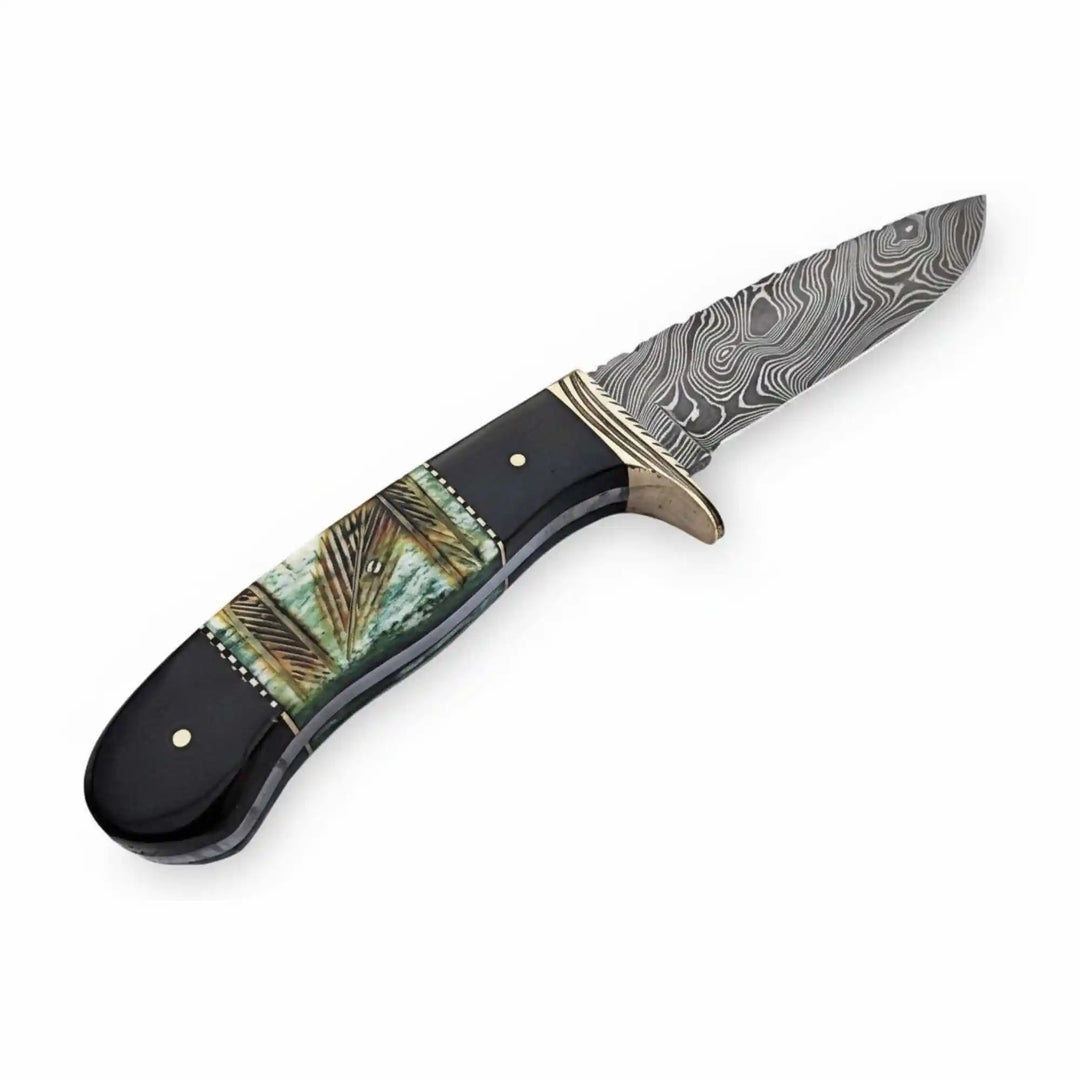 Handmade Damascus Compact Clip Point Bowie Knife, Custom Handle Fixed Blade handmade Clip Point Bowie Knives by JW SteelCrafts