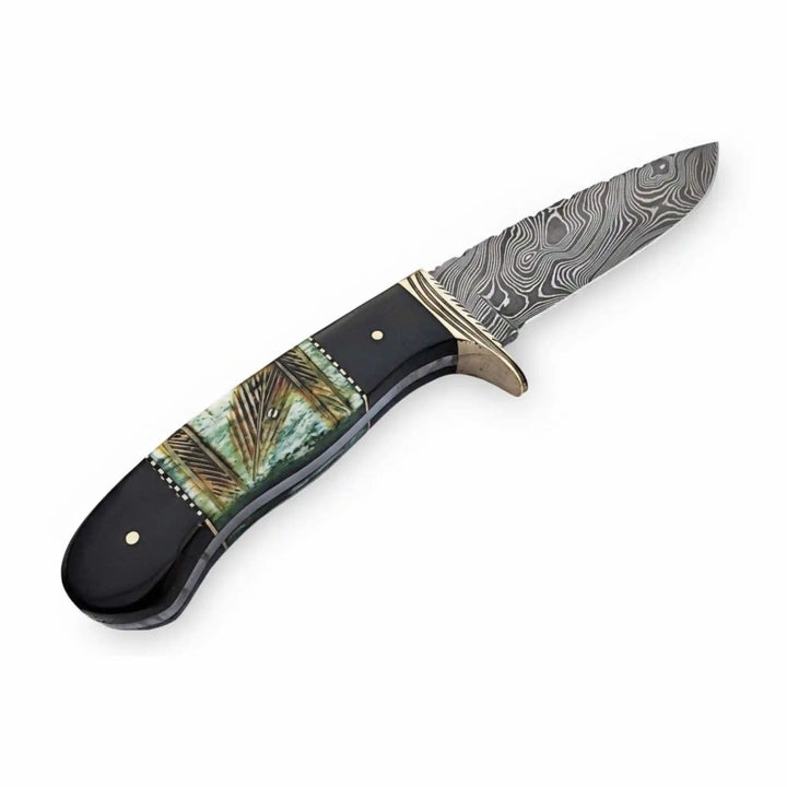 Handmade Damascus Compact Clip Point Bowie Knife, Custom Handle Fixed Blade handmade Clip Point Bowie Knives by JW SteelCrafts