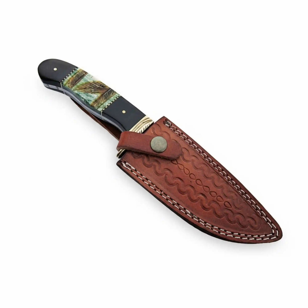 Handmade Damascus Compact Clip Point Bowie Knife, Custom Handle Fixed Blade handmade Clip Point Bowie Knives by JW SteelCrafts