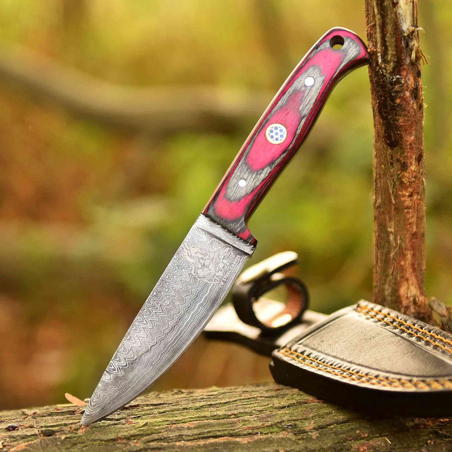 Skinner Knife Damascus Steel Handmade Fixed Blade Bushcraft Knife Personalized Custom Knife Birthday Gift Wedding Gift Present for her