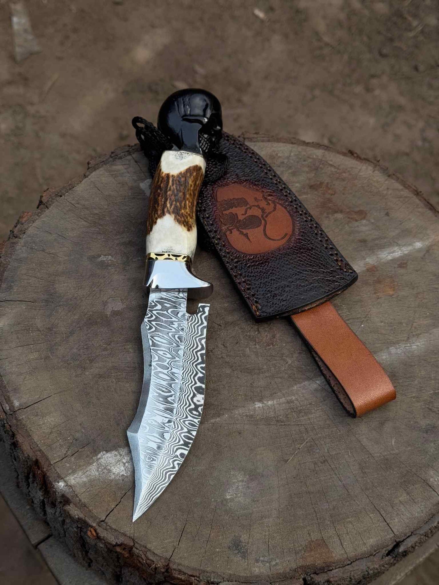 Custom Hunting Knife Stainless Damascus Knife, Wedding Gift, Anniversary Gift, Birthday Gift, Husband's Gift, Groomsmen Gift ,Wedding Gift