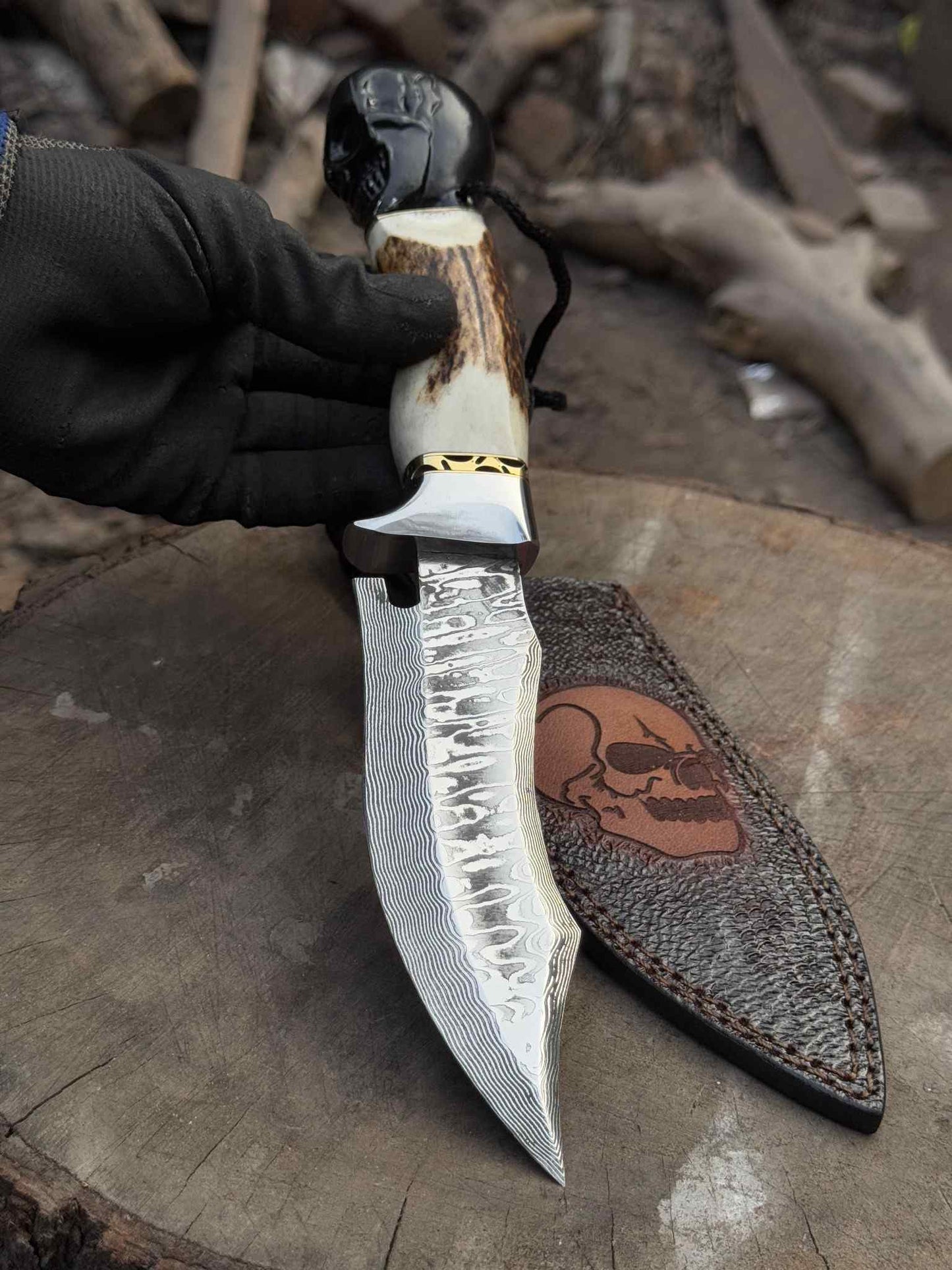 Custom Hunting Knife Stainless Damascus Knife, Wedding Gift, Anniversary Gift, Birthday Gift, Husband's Gift, Groomsmen Gift ,Wedding Gift