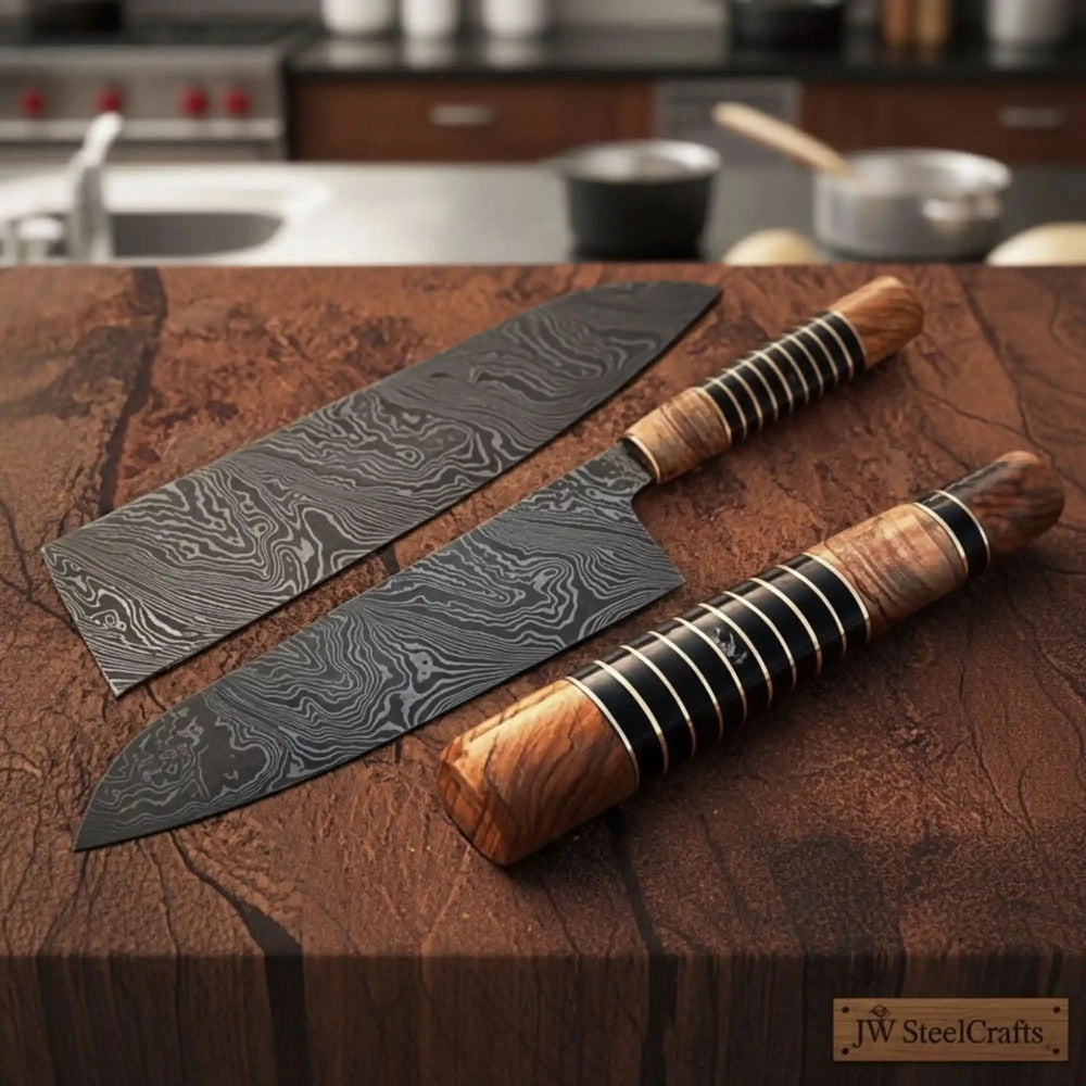 Handmade Damascus Kiritsuke Gyuto Knife, Japanese Kiritsuke Chef Knife, Forged Damascus Steel Kitchen Knife, Hybrid Wood handmade Chef Knife by JW SteelCrafts