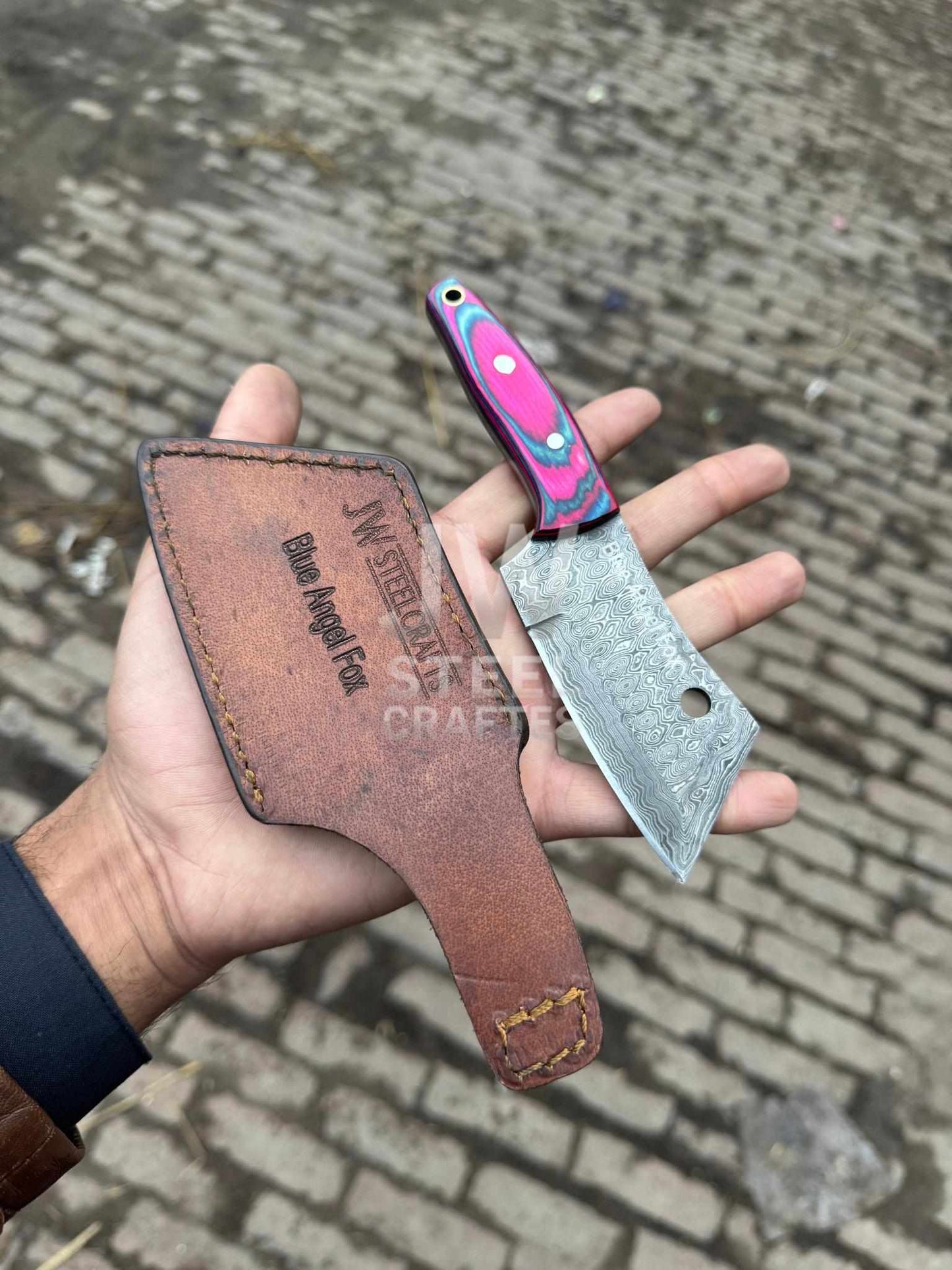 Handmade Damascus Steel Mini Cleaver Knife – Handle Variations