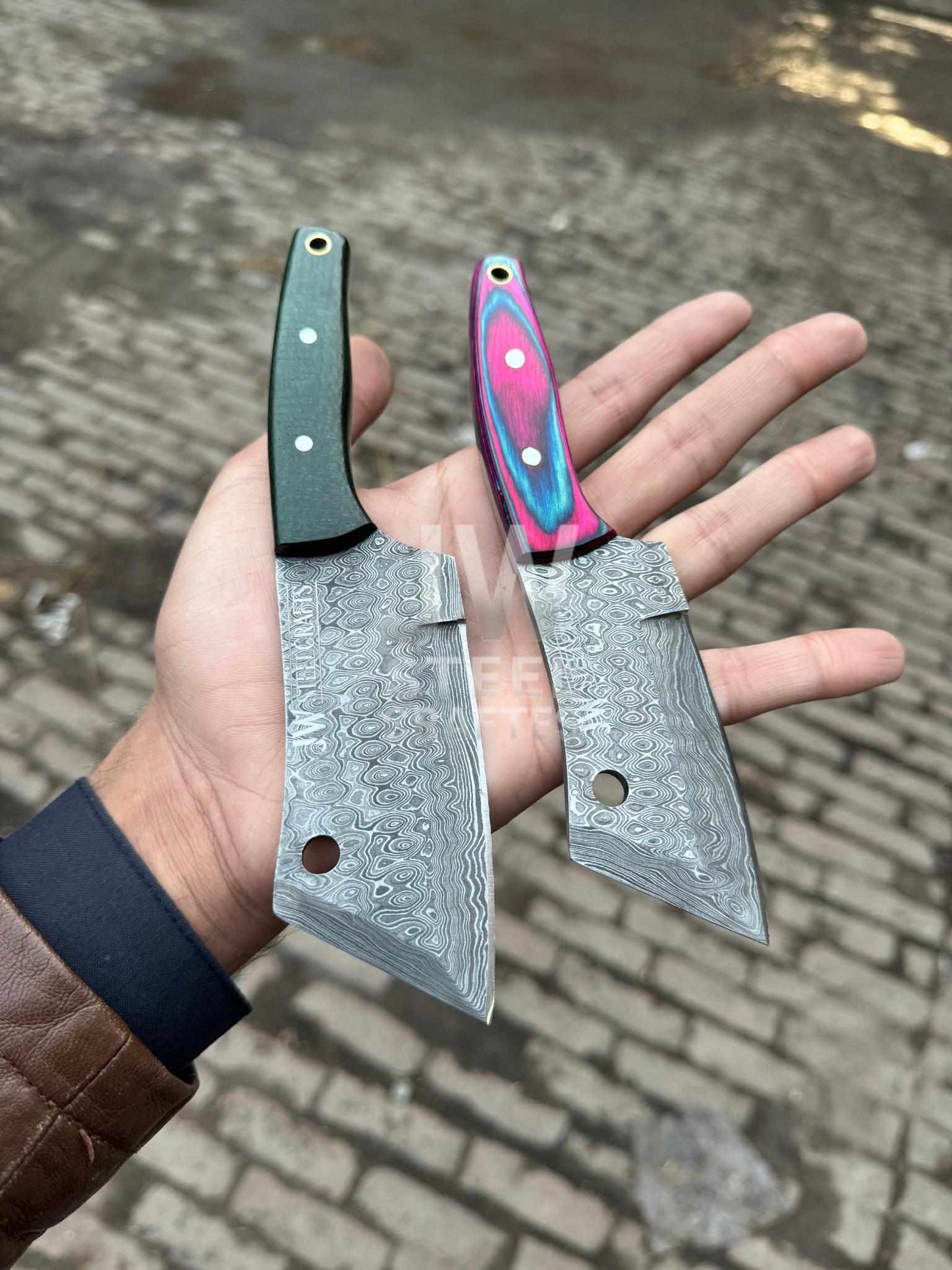 Handmade Damascus Steel Mini Cleaver Knife – Handle Variations